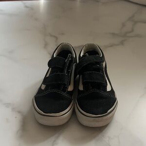 Vans Kids Black and White Velcro Sneakers